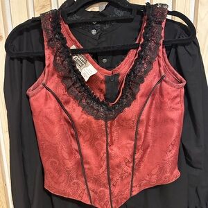 Frontier Classics Marron Lace Trim Corset Top